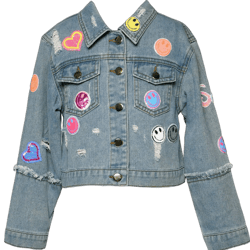 Vintage Jean Jacket with Baby Sara Sequin Patches