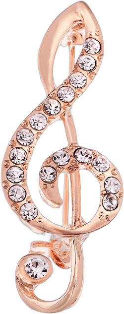 Alilang Women's Rhinestone Crystal Studded Treble Clef Music Note Silver Tone Novelty Brooch Pin