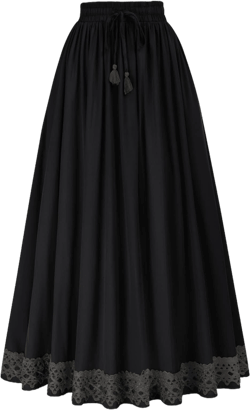 Scarlet Darkness Women's Elastic High Waist Renaissance Maxi Skirt with Pockets