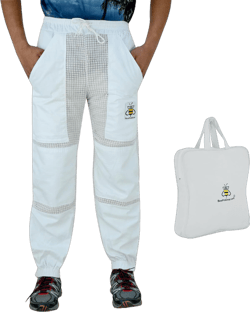 BeeProGear Sting-Proof Beekeeping Pants for Men & Women, Ventilated 3-Layer Mesh Bee Trousers with Tool Pockets & Carry Bag. X-Small White