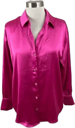 House Of Harlow Barbie Pink Satin Button Blouse Size Small Classic