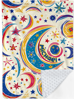 Personalized Baby Blanket, Custom Name Swaddle Blankets for Baby Newborn Toddler, Breathable Cotton Cute Moon Printed Nursery Blanket, Soft Baby Receiving Blanket, Gifts for Boys Girls Infant Kid