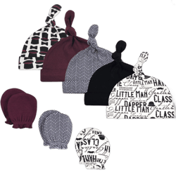 Hudson Baby Infant Boy Cotton Cap and Scratch Mitten Set, Vintage Little Man, 0-6 Months