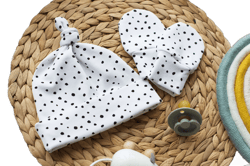 Baby Knot Hat and Scratch Mitt Set, Unisex Baby Hat, Baby Gift, Baby Shower Gift, Newborn Hat, New Baby, Baby Hat and Mittens Set