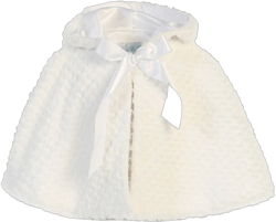 Little Girls Ribbon Accent Hooded Swirl Texture Faux Fur Cape
