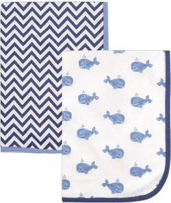 Hudson Baby Infant Boy Cotton Swaddle Blankets, Whale, One Size