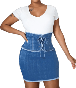 Women Bohemian Floral Printed Long Skirt Slim Fit Denim Skirt Lightweight Flowy High Waist Midi Skirts Blue XX-Large