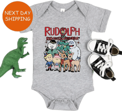 Rudolph the Red Nosed Reindeer Christmas Baby Bodysuit, Christmas Season Baby Bodysuit, Holiday Tee, Merry Christmas Tops, Christmas Gift