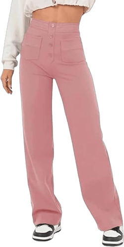 Bloomy Dove Stretch Pants, FlexiPants - Women's Casual High Waist Stretch Pants for women Small Pink
