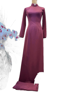 Dark purple Ao Dai Vietnamese Silk Long Dress with Pants G83