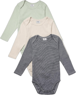 Stellou & Friends Unisex Cotton Long Sleeve Bodysuit - 3pk - 18-24 Months / Striped