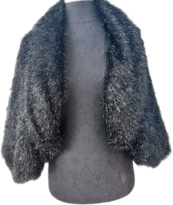 Max Studio Jackets & Coats | Max Studio Black Faux Tinsel Fur Cropped Jacket Xs Oversized | Color: Black | Size: Xs | Karenkwriter's Closet