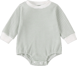 Baby Bubble Fall Romper Unisex Infant Boy Girl Clothes Outfit Newborn Spring Winter Waffle Cotton Long Sleeve Bodysuit 3-6 Months Green