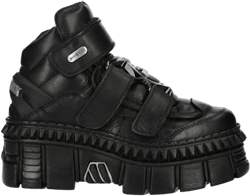 New Rock WALL285-S3 Womens Black Leather Platform Gothic Boots