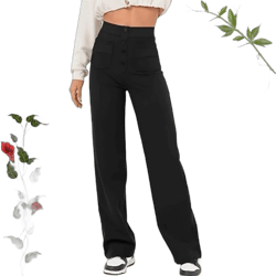 Bloomydove Flexipants - Women's Casual High Waist Stretch Pants, Bloomydove Womens Business Casual Pants Small Black