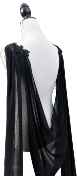 Black wedding cape veil in chiffon Ethereal gothic wedding cloak
