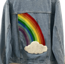 Over The Rainbow Embroidered Punch Needle Denim Jacket