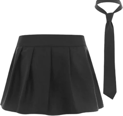 Us Women 2pcs Schoolgirl Cosplay Outfits Plaid Pleated Mini Skirt With