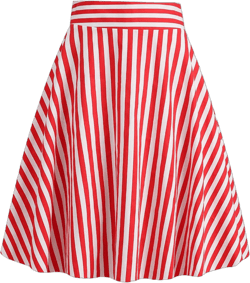 Vintage 1950s High Waist A-Line Flared Striped Midi Skirt
