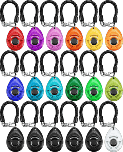 Frienda 18 Pieces Dog Training Clicker, Pet Training Clickers with Wrist Strap for Dogs Cats Puppy Birds Horses Suit for Behavioral Training