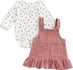 Baby Girl Floral Printed Romper Ruffled Dress