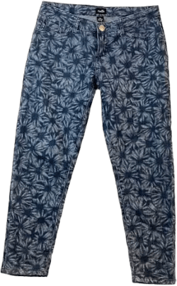 Premiere By Rue21 Womens Blue Floral Print Straight Leg Low Rise Jeans