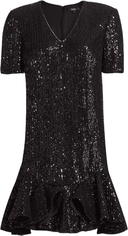 BADGLEY MISCHKA Sequin Flounce Ruffle Mini Dress