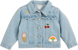Mud Pie Girl Denim Ruffle Patch Jacket
