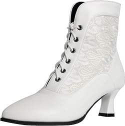 Victorian Lace Mid Heel Ankle Boots