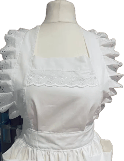 Handmade made to order Victorian Retro,organic cotton,white gathered broderie lace border,full Apron!