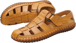 Men's Closed Toe Breathable Leather Sport Sandals