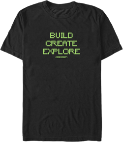 Minecraft Men's Pixelated Build Create Graphic T-Shirt