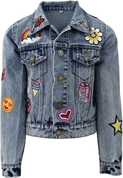 Lola + The Boys | All About the Patch Crop Denim Jacket (Blue, Size 8Y) | Maisonette