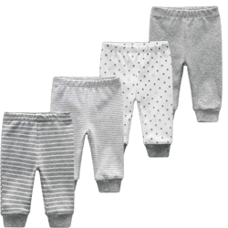 Unisex Newborn Baby Cotton Embroidery Pringting Leggings (4-Pack)