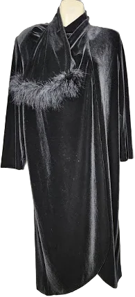 Vintage Alex Evenings Long Formal Wrap Jacket Cape Black Velvet