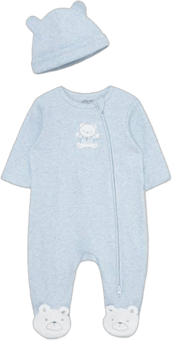 Little Me Cotton Bear Footie & Hat Set