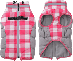 Winter Dog Coat,Dog Sweaters for Medium Dogs Girl,Warm Small Dogs Sweater,Dog Fleece Jacket,Dog Coats Waterproof,Doggie Pet Vest Jackets,Large Size Female Pooch Sweater,Puppy (PlaidPink, XX-Large)