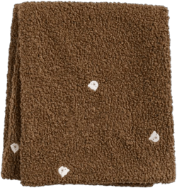 Crate & Kids Cuddle Brown Sherpa Bear Face Embroidered Kids Throw Blanket