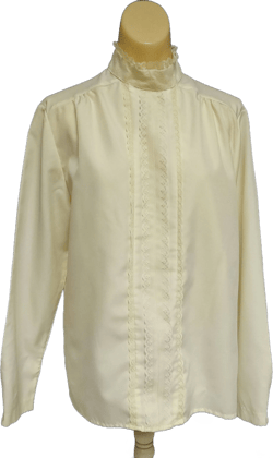 Victorian Look Vintage 80's High Neck Lace Front Blouse