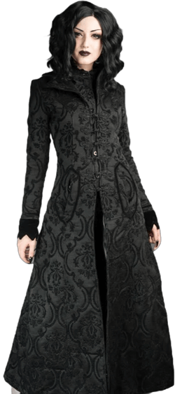 Brocade Full Length Pocket Frog Clasp Velvet Cuff Coat