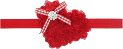 Valentines Flower Headband Baby Girls Heart Shaped Hair Band Valentines Day NDV02 (A-Red)