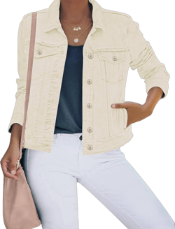 Luvamia Women's Stretch Fitted Long Sleeve Denim Jean Jacket