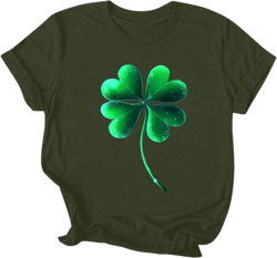 Green Shamrock Heart Shirts Ireland Pride Tshirts St Patricks Irish Graphic Tees Tops Costumes for Womens Teen Girls C-army Green Medium