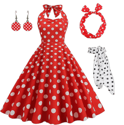 Women's Polka Dot Retro Vintage 1950s A-Line Dress