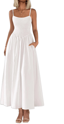 PRETTYGARDEN Women's Casual Smocked A-Line Flowy Maxi Sundress