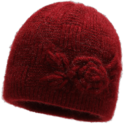 Municipal Winter Knit Beanie Hat for Women - Cozy Warm Fleece Lined Beanie Hat with Flower Decoration for Outdoor Travel