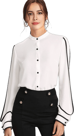 Milumia Women's Elegant Long Sleeve Button Workwear Shirt
