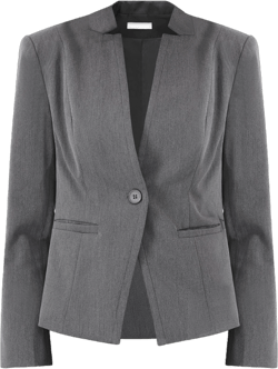 Hobemty Women's Professional Blazer Collarless Formal Work Business Suit Jacket Grey XX-Large