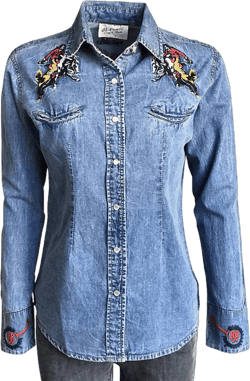 Rockmount Women's Rockmount Bronc Vintage Embroidery Western Shirt in Denim