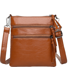 PAVEOS Crossbody Bags in Clearance Women's Crossbody Bag, Medium Zipper Pocket Crossbody Strap, Soft Leather Women's Shoulder Bag Brown-m